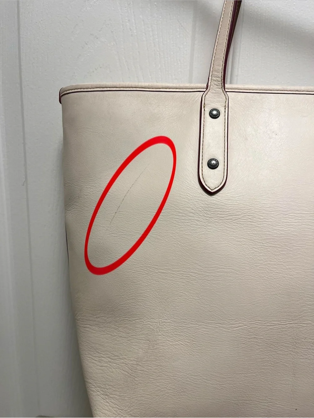 Coach White Leather Mickey Mouse Tote with Red Accent
